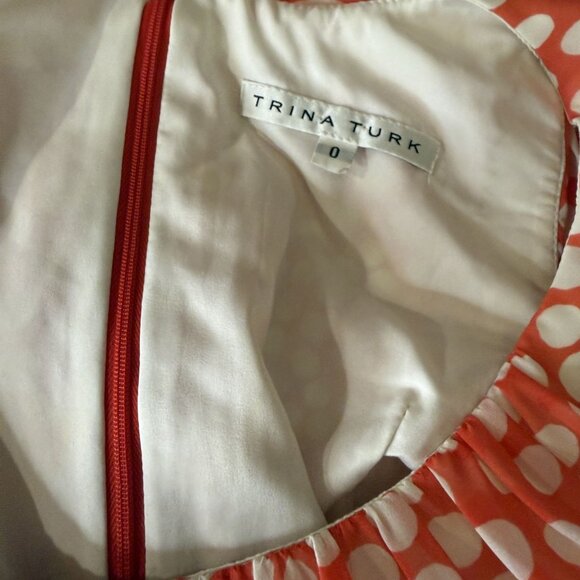 NEW Trina Turk A line Red and White Polka Dot Dress Size 0 $348 [jb] - Picture 5 of 6